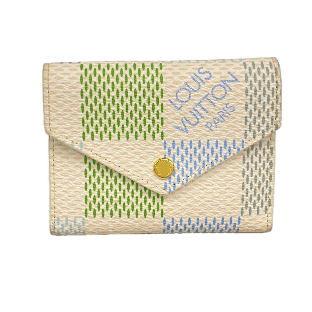 Louis Vuitton Damier Elicious Tri-fold Wallet, Portefeuille Victorine N40750,...